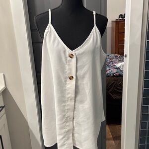 Fashion to Figure White Camisole with Button Detail